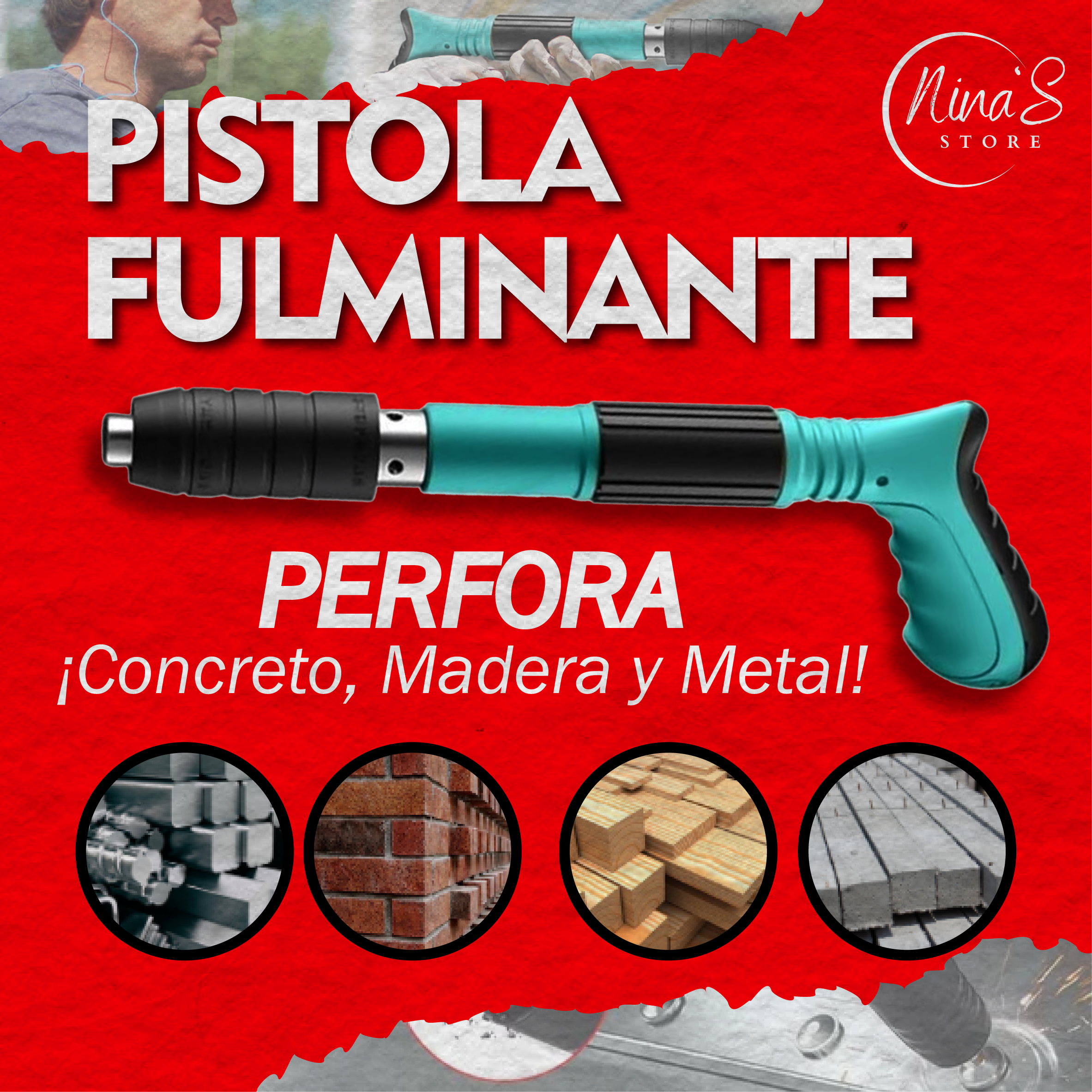 PISTOLA DE CLAVOS FULMINANTES