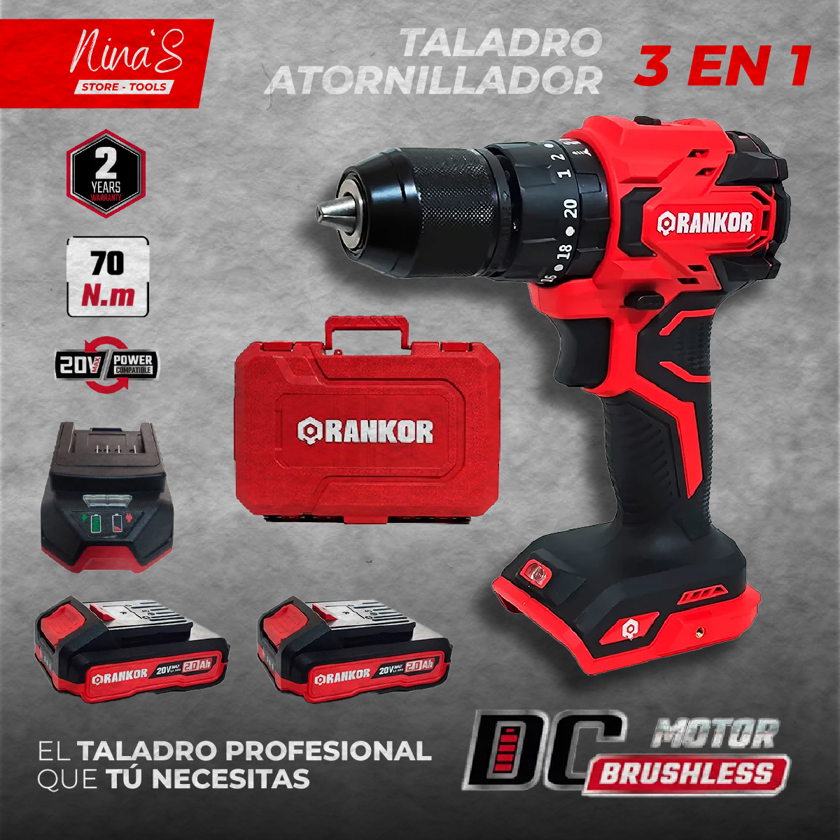 TALADRO ATORNILLADOR RANKOR 3 EN 1